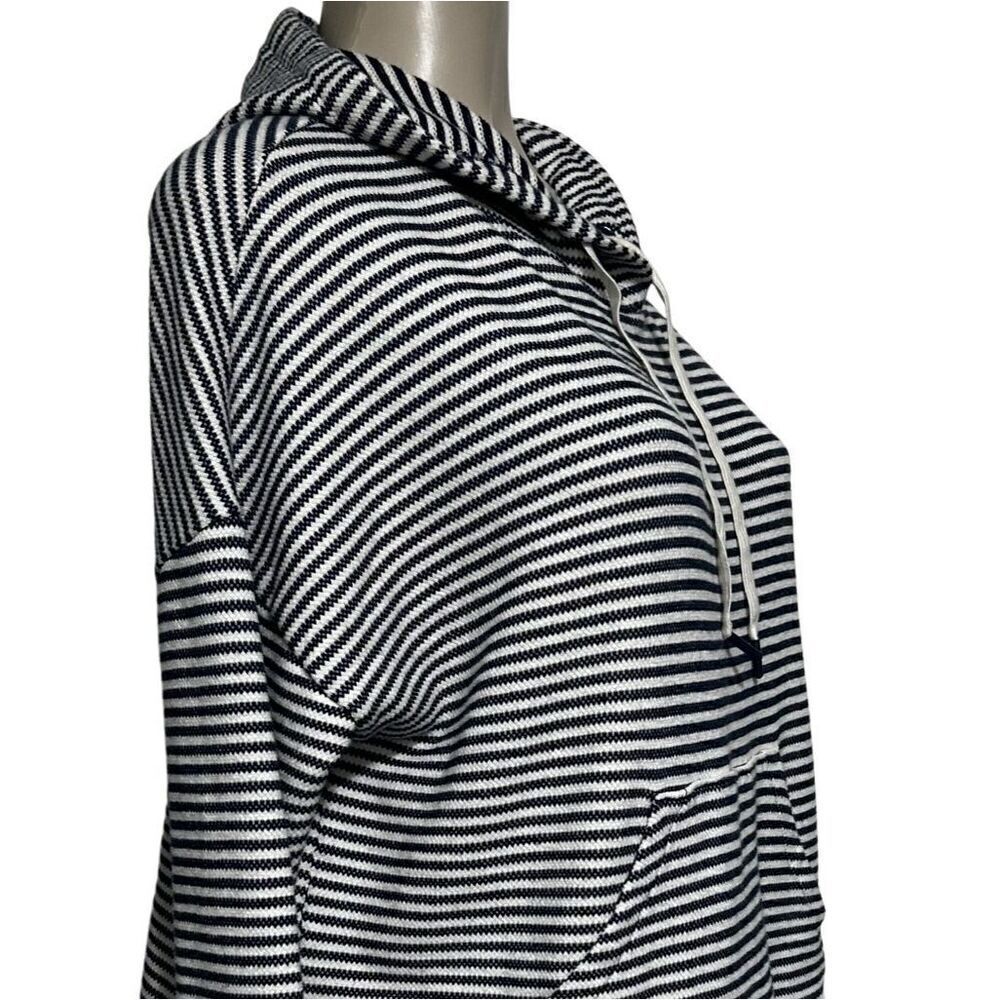 A New Day Hooded Jacket Women's Size X Blue White & Striped Pullover Cotton Knit - Picture 7 of 14